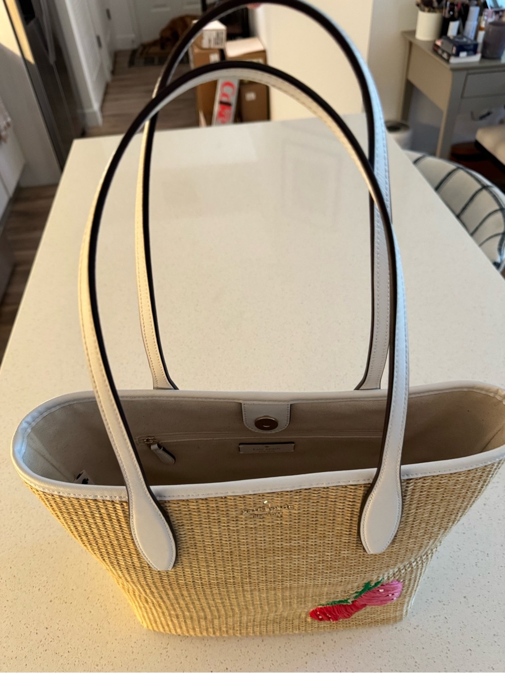 Kate Spade Strawberry Raffia Tote - Picture 7 of 11